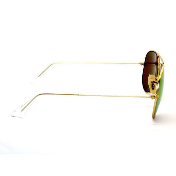 New RAY-BAN Large Metal Aviator Sunglasses Gold Frame Yellow Green Mirrored Lens main image 13